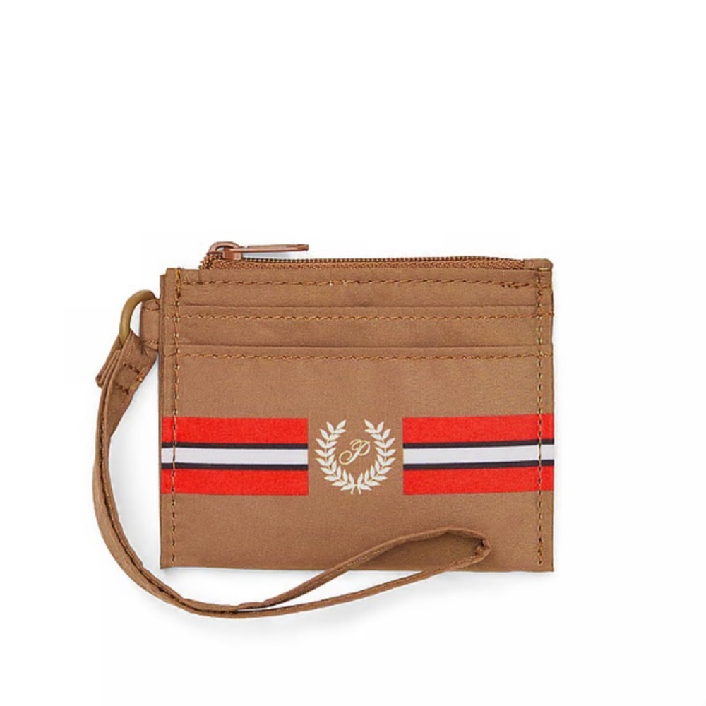 VICTORIA'S SECRET / PINK Cardholder Keychain with Zip, Brown Card Holder Wallet